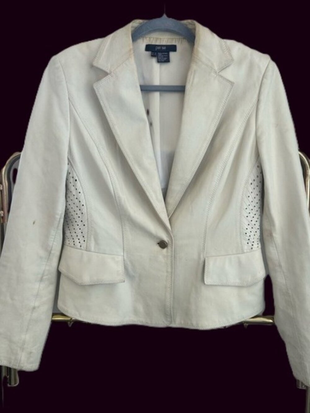 Perse white leather blazer Jacket size 10